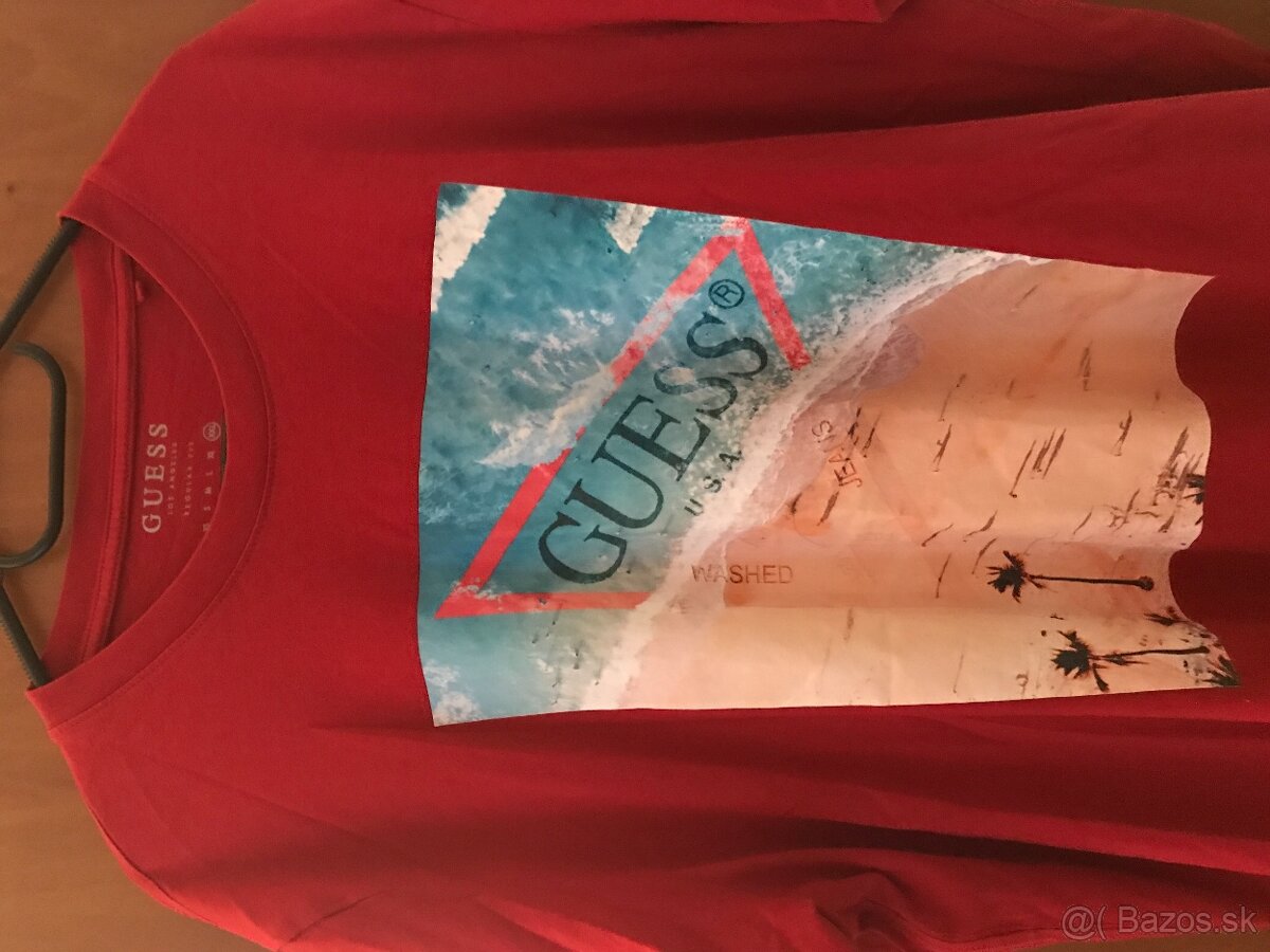 GUESS originál Red pánske tricko XL/XXL
