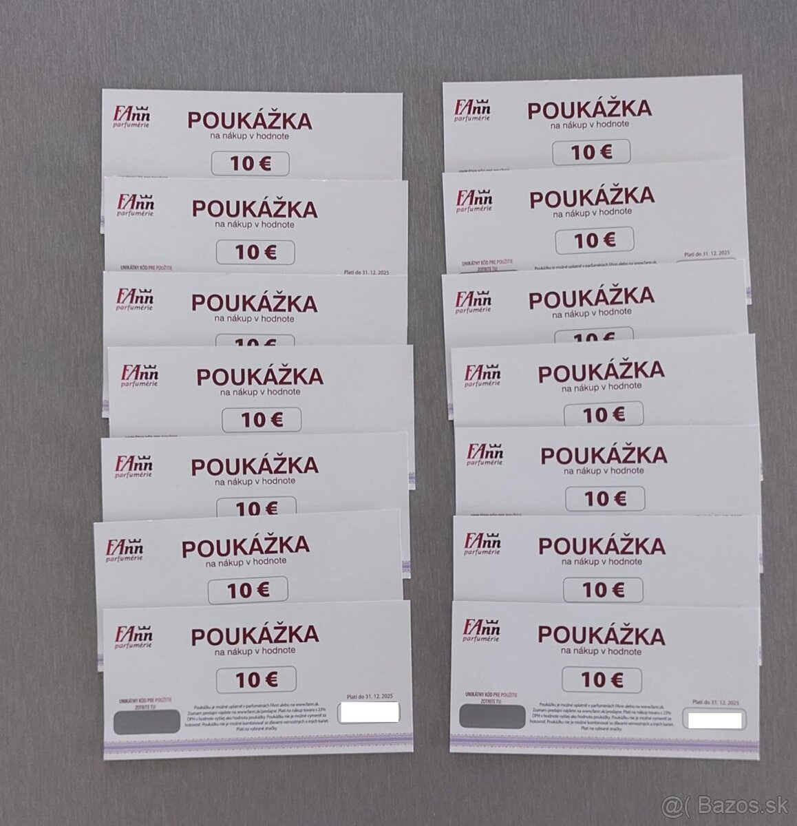 14x 10€ poukážka na nákup do parfumérie FAnn