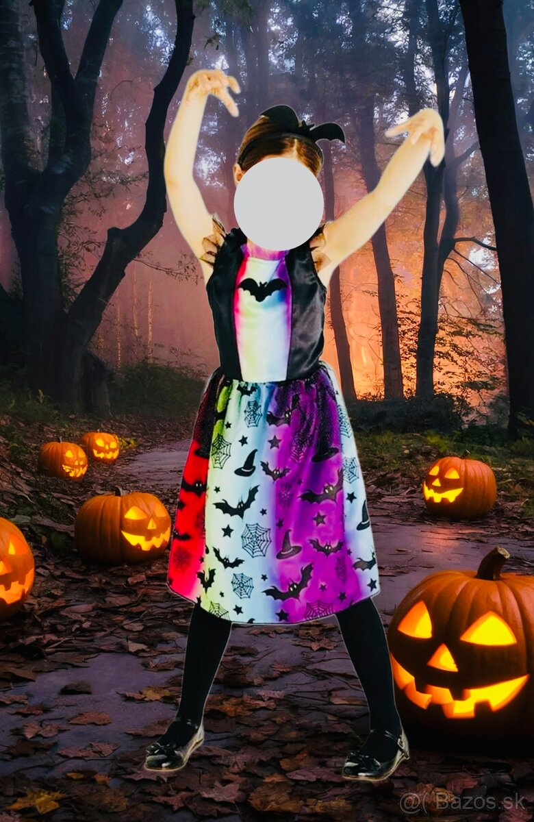 🎃 Farebné dievčenské šaty na Halloween + čelenka