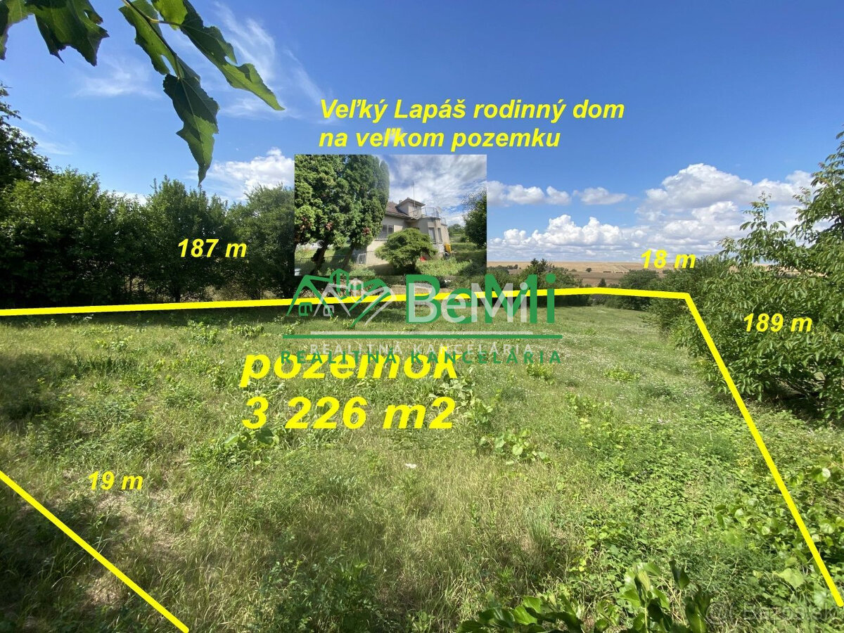 Veľký Lapáš RD pôvodný stav pozemok 3 226 m2 ID 570-12-MIG