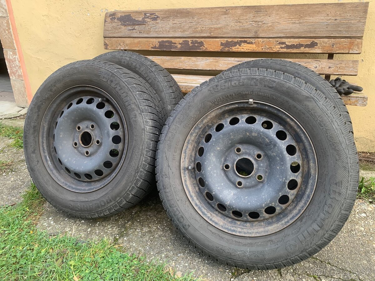 Plechové disky 15”, 5x112, 6Jx15 H2 ET47, pneu 195/65 R15
