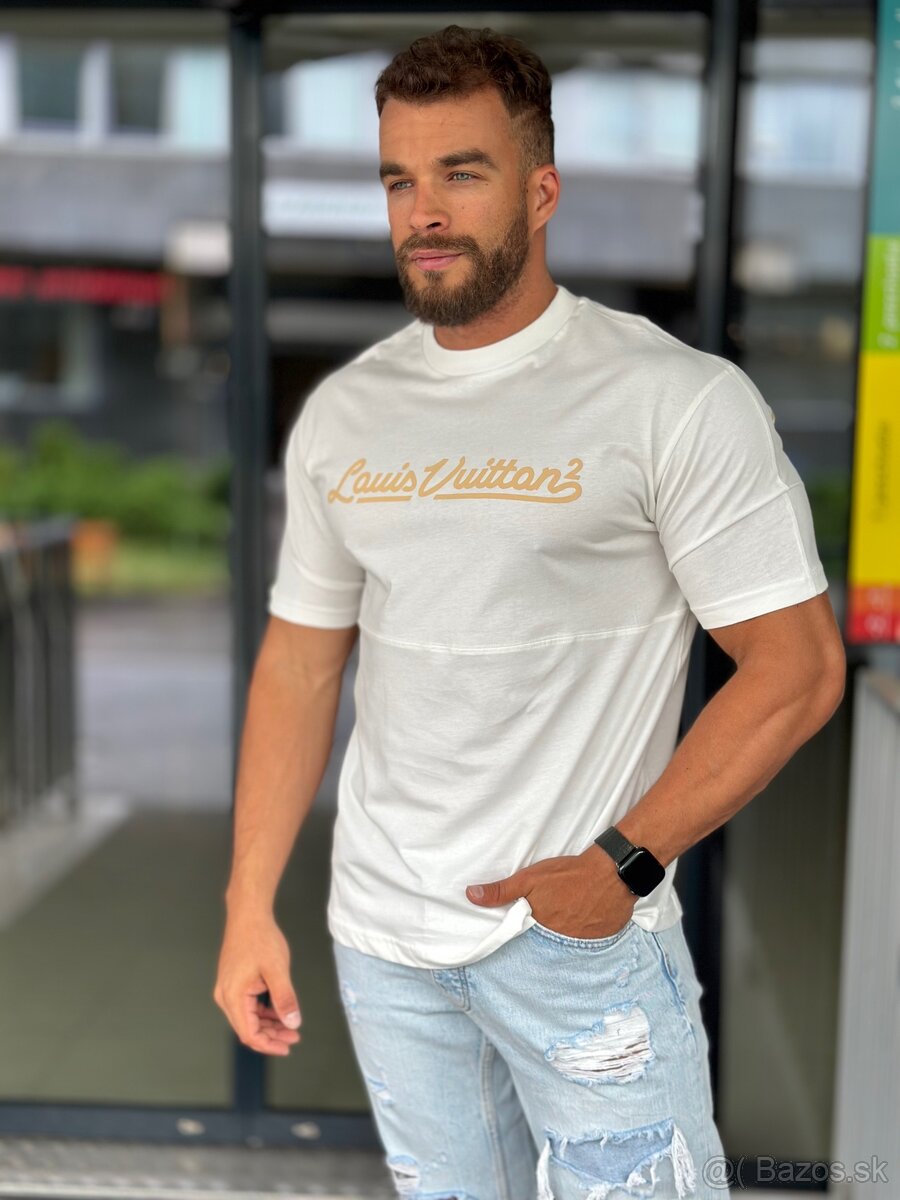 Luxusne tričko Louis Vuitton bielo žlté