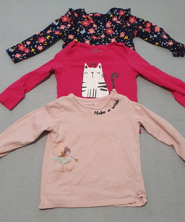 9 ks tričká s dlhým rukávom veľ. 86 - 92