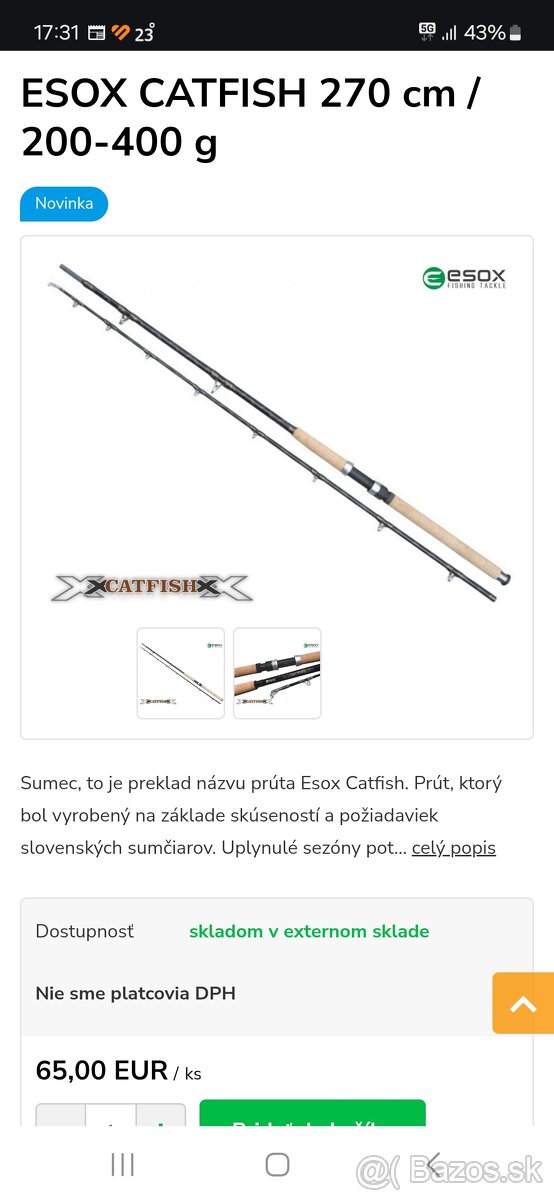 Predám sumcovu výbavu