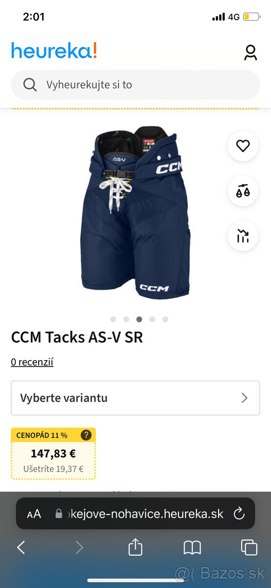 Nohavice CCM ASV veľkosť M