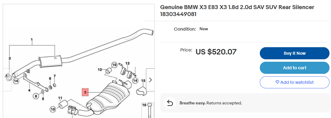 BMW X3 -zadný tlmič výfuku