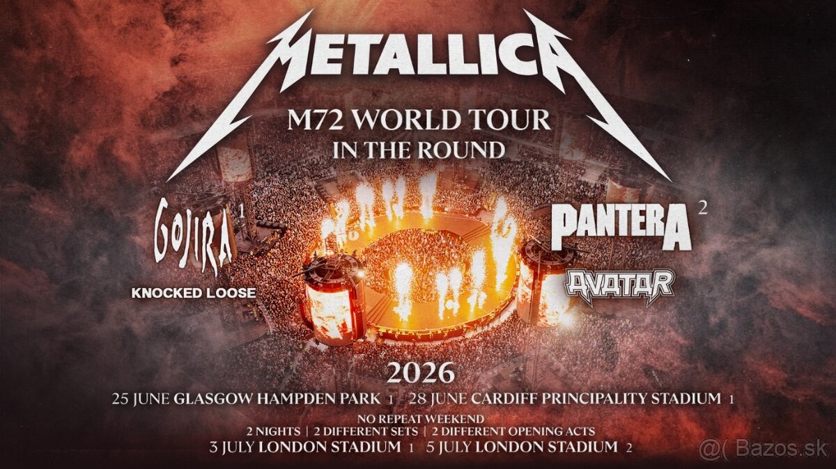 🤘 Metallica – Budapešť & London 2026 🤘