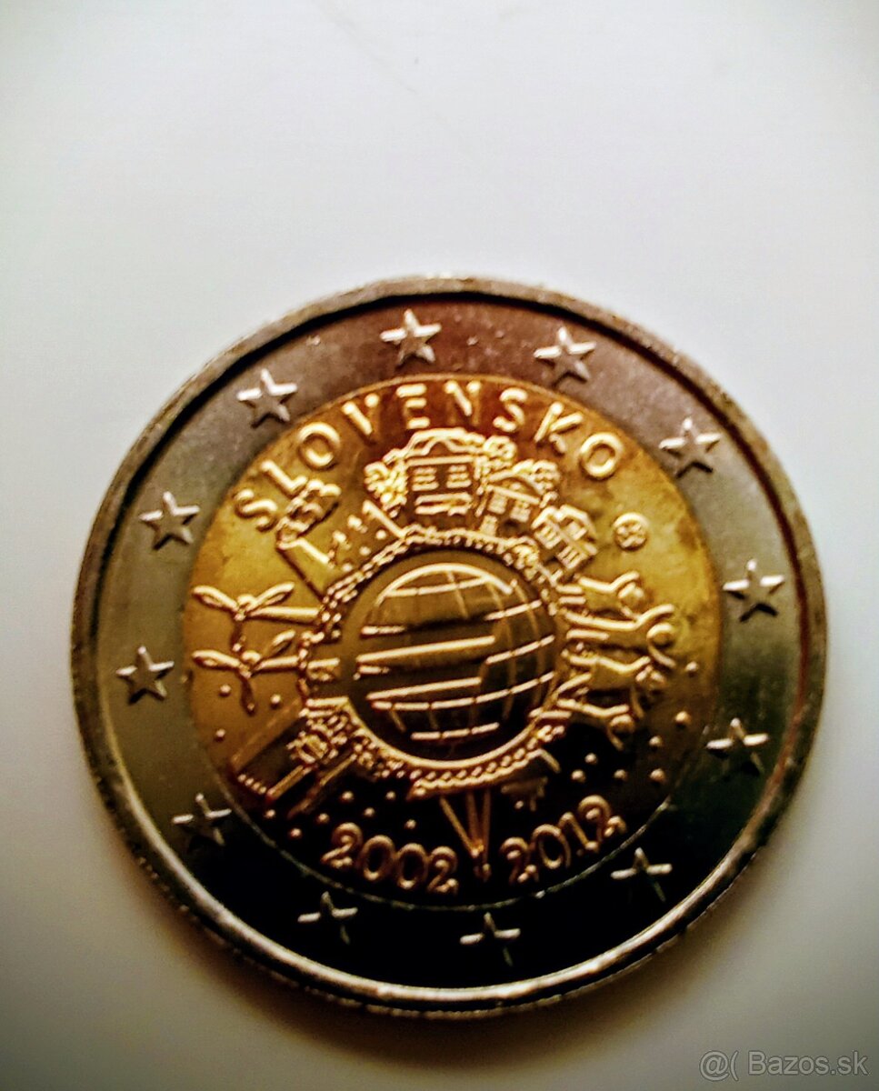 2 eurova minca Slovensko 2012  -10 rokov euro meny