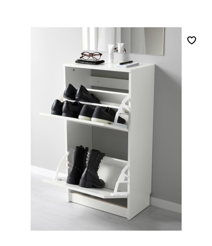 Ikea BISSA Skrinka na topánky, biela, botník