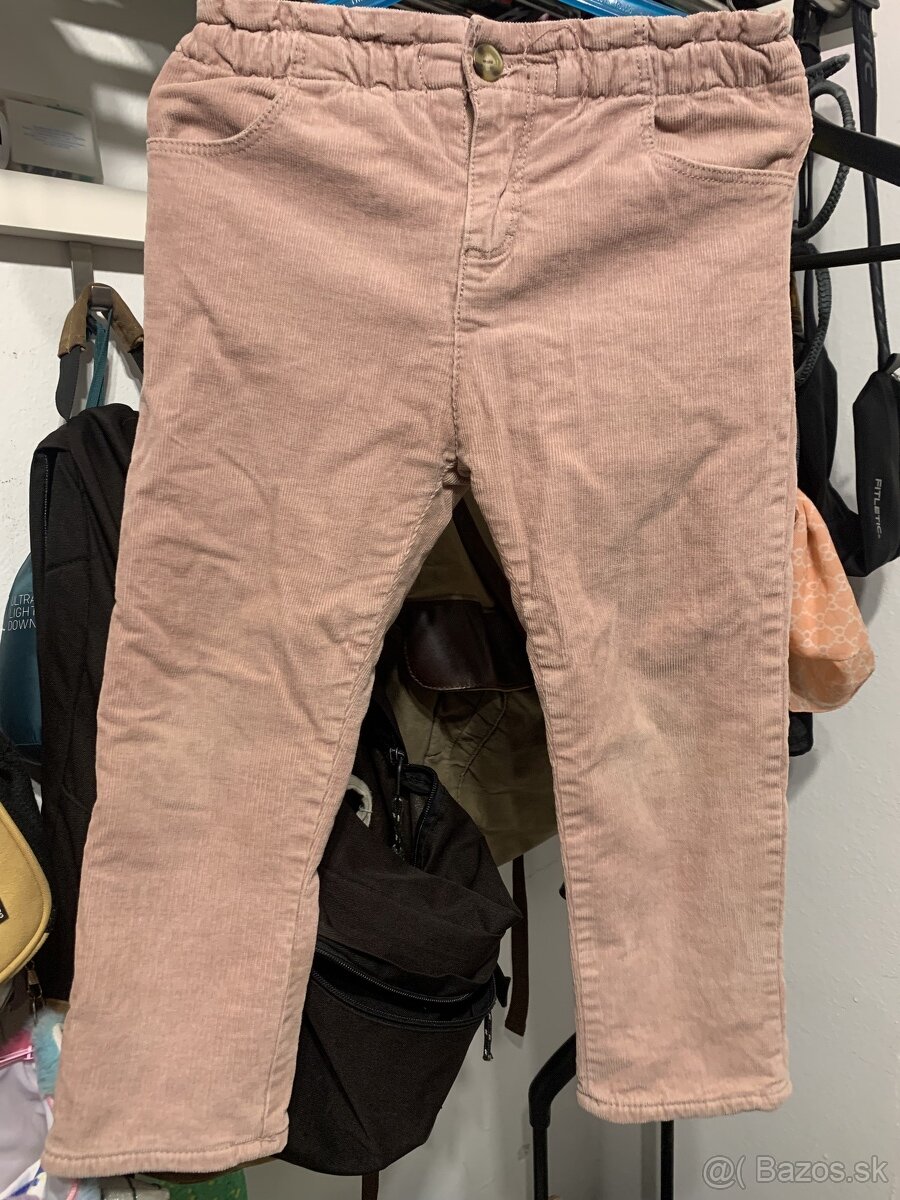 Béžové vélvetove nohavice Zara z podšívkou, 110cm