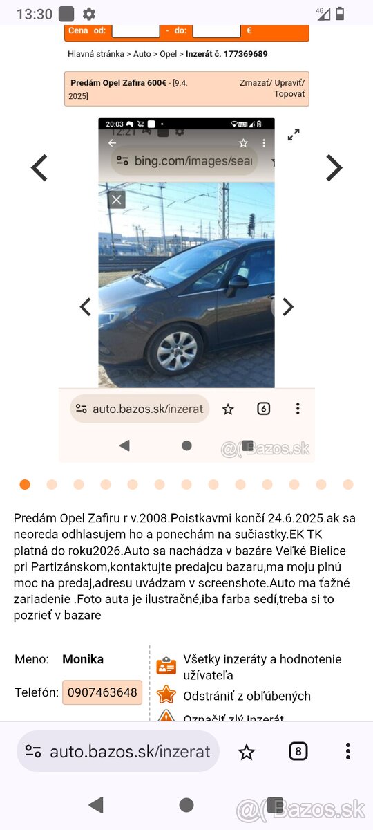 Predám Opel Zafira 400€