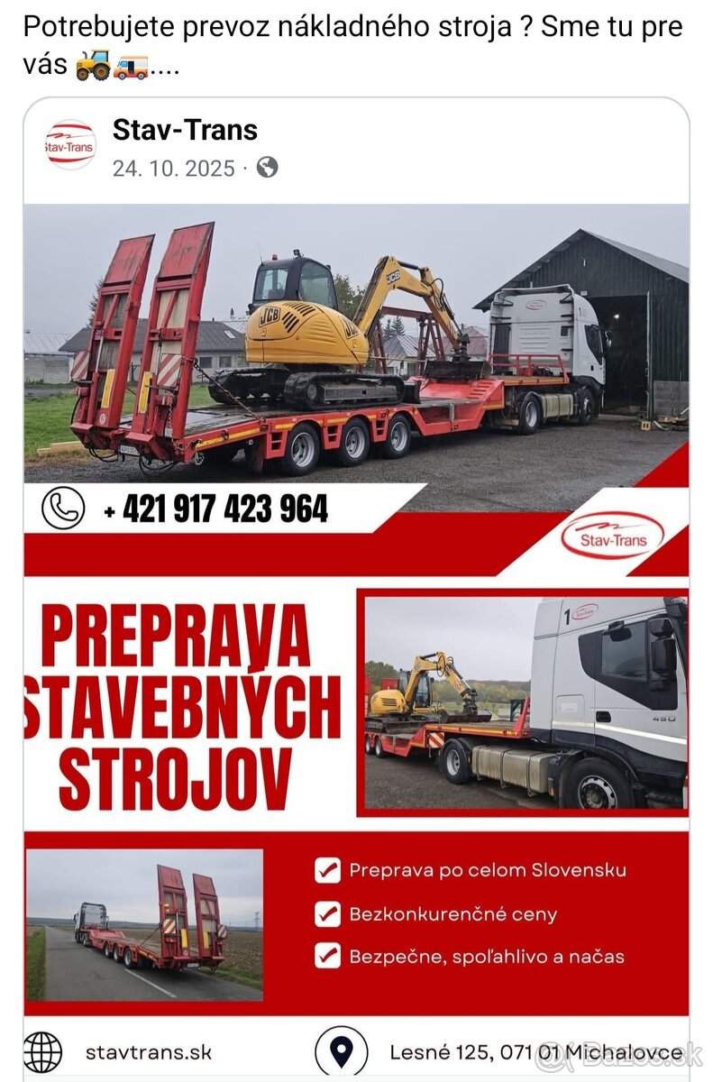 Preprava nakladnych strojov