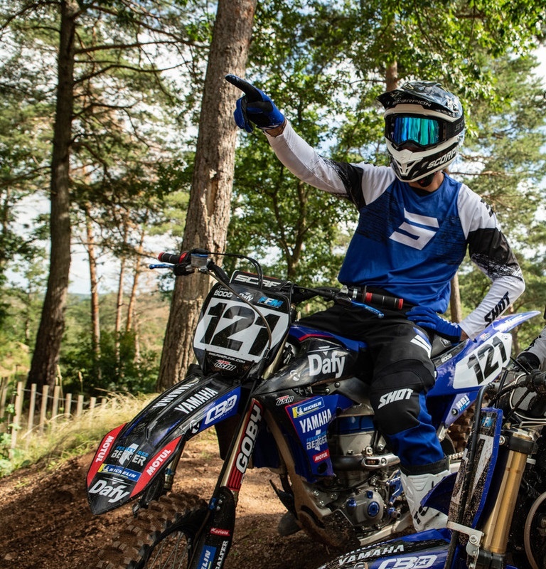 shot modrý set komplet dres nohavice na motocross enduro
