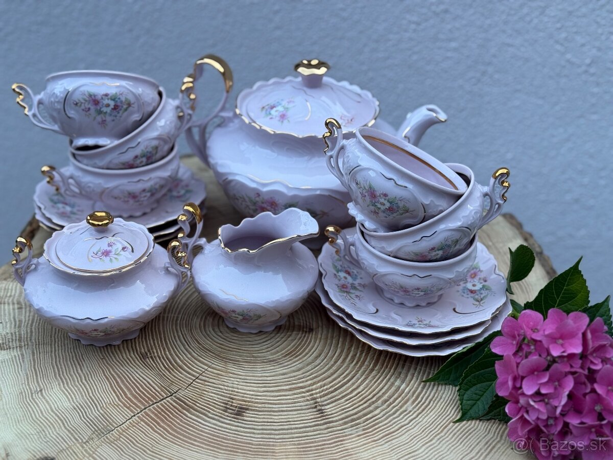 Ružový karlovarský  porcelán H&C Chodov