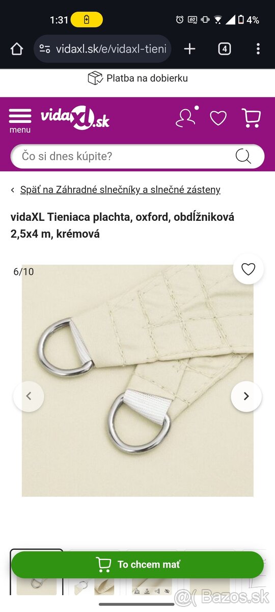 Tieniaca plachta 2.5x4m