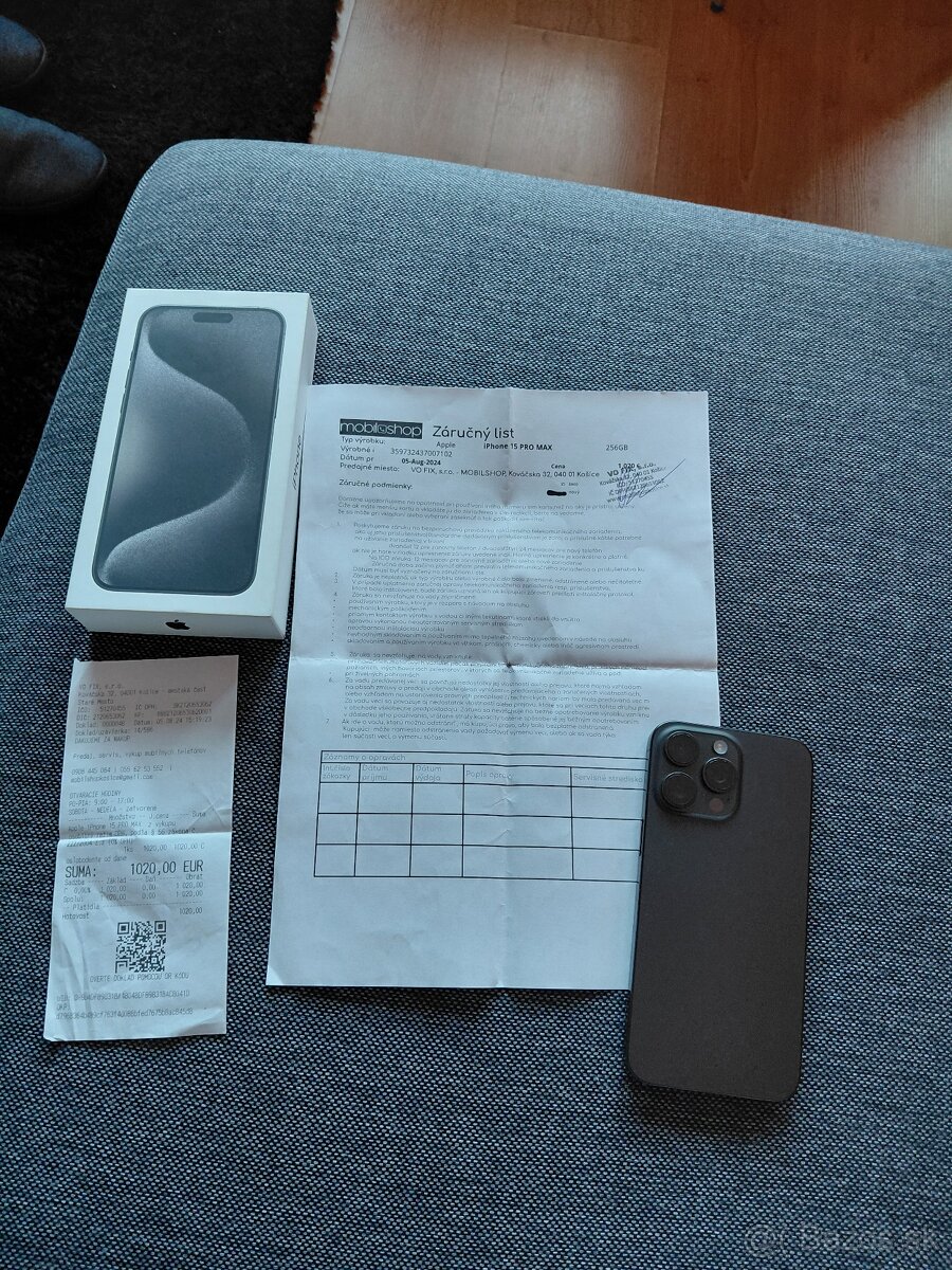 iPhone 15 Pro Max 256GB Black Titanium v záruke do 5.8.2026