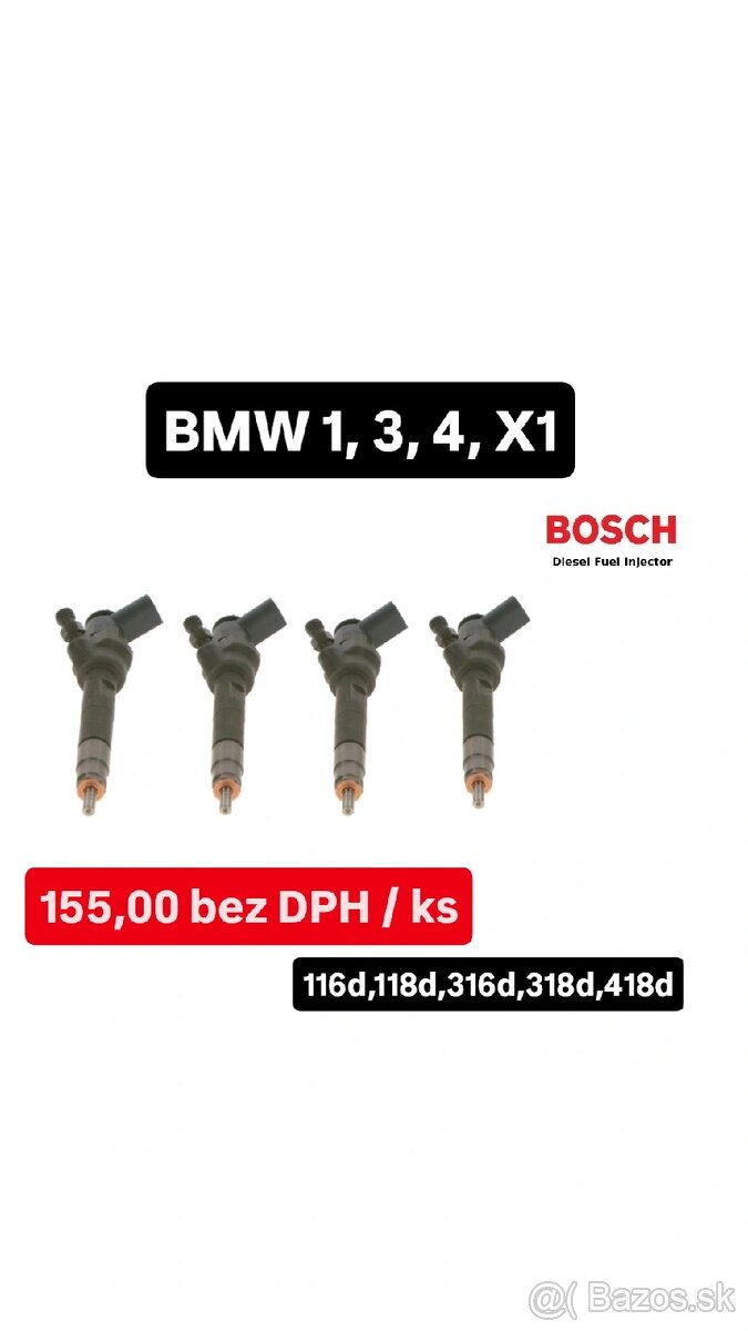 Repasované vstrekovače BOSCH BMW - 316d, 318d, 418d