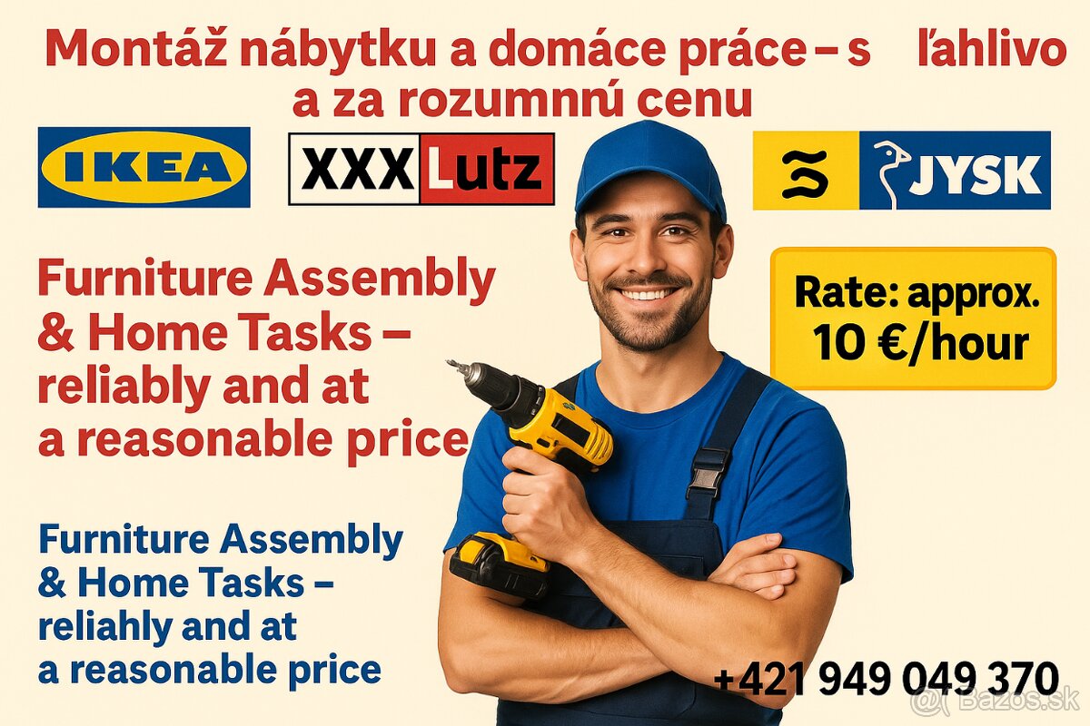 Montáž nábytku a domáce práce – spoľahlivo a za rozumnú cenu