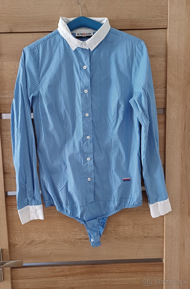 Retro jeans košeľové body M
