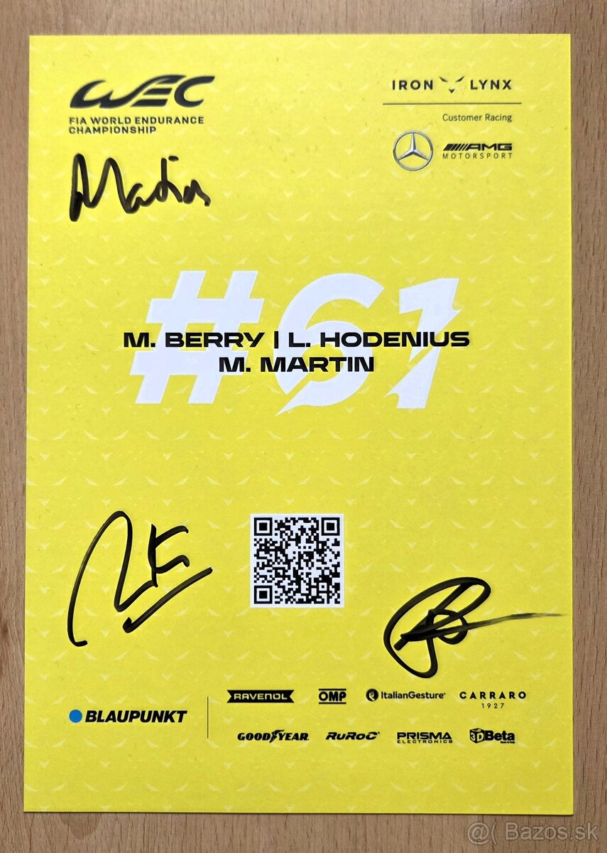 Iron Lynx Mercedes AMG 3 original. autogramy autogramkarta