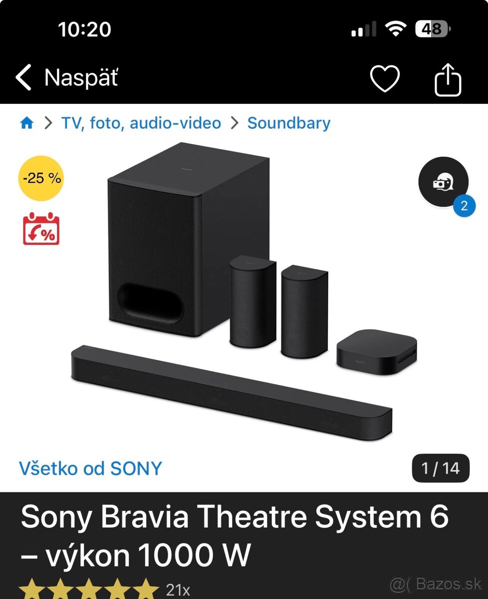 sony bravia theatre system 6 1000W