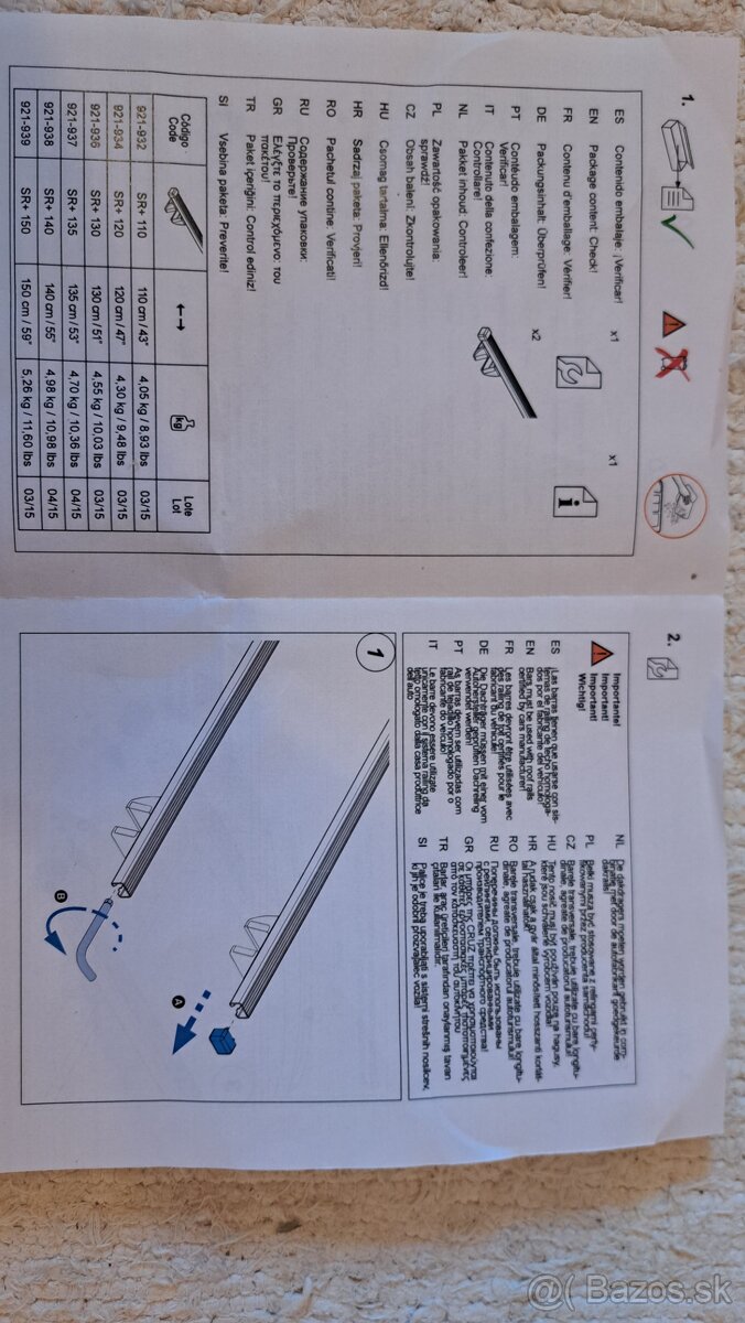 Strešný nosič cruz opus Univerzál 135cm + Zámky