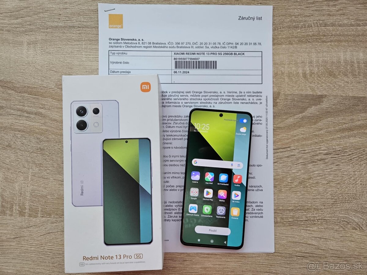 Xiaomi Redmi Note 13 Pro 5G 8GB / 256GB,top stav,zaruka,sklo