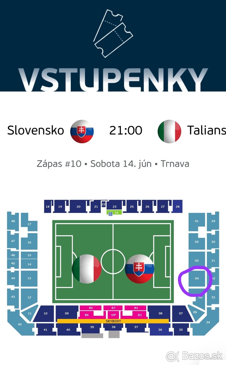 Vstupenky Euro U21 SVK - Taliansko