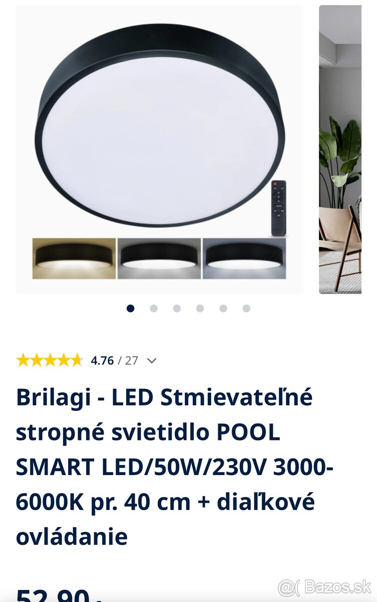 Stropná LED lampa Brilagi s dialkovým ovládaním