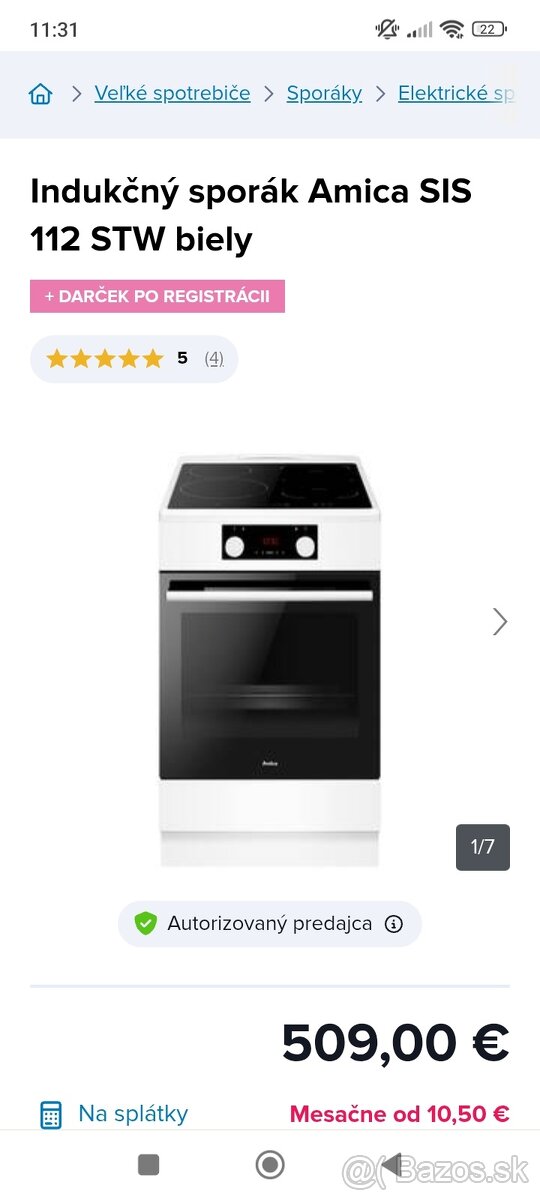 Predám indukcny sporák Amica