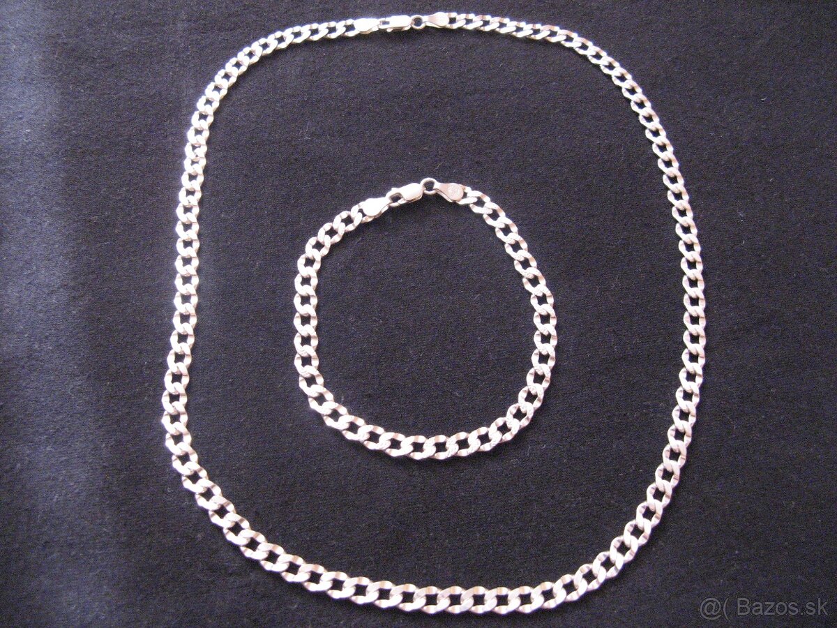 strieborný náramok a retiazku