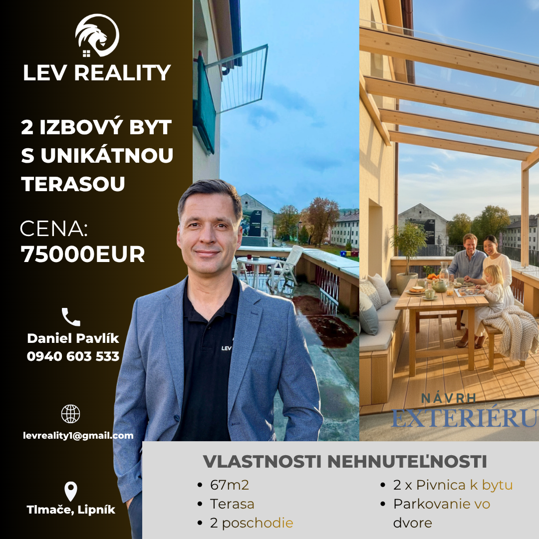 Lev Reality - Priestranný 2-izbový byt s VEĽKOU TERASOU