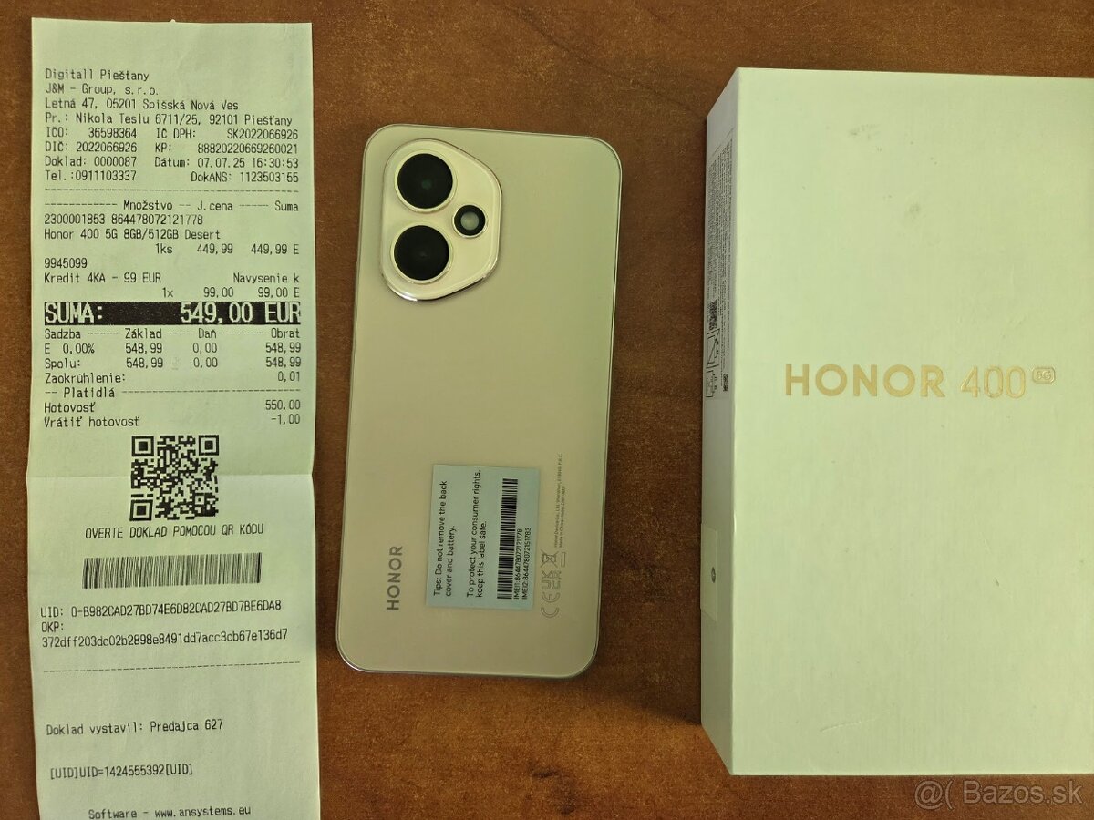 Honor 400, SK distribúcia, záruka