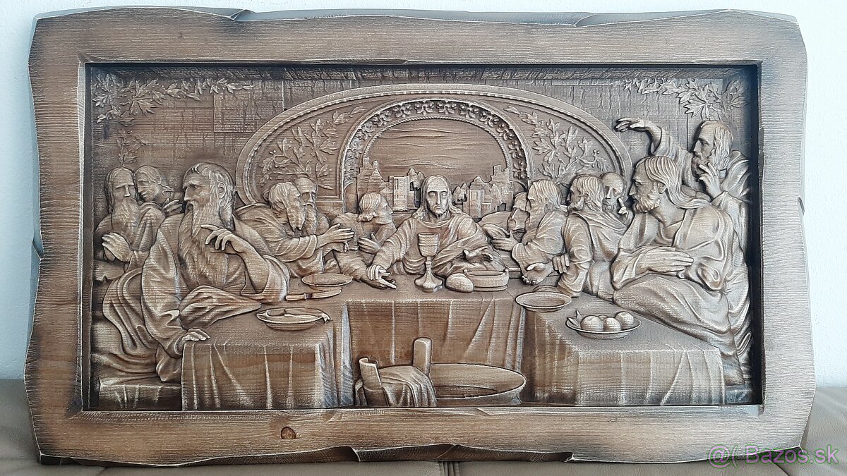 Drevený obraz Posledná večera 73×44cm