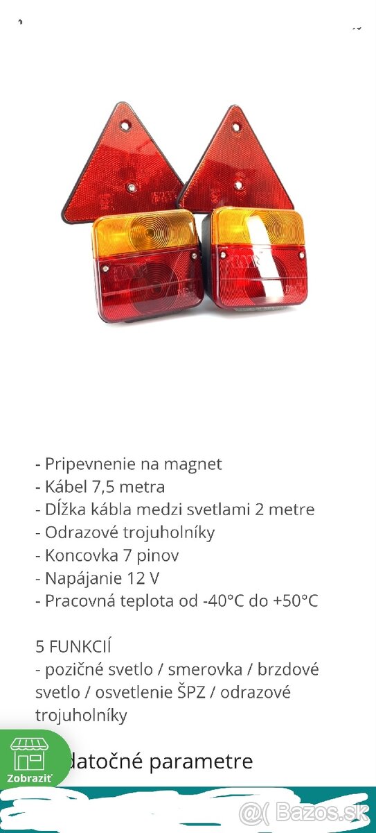 Zadné svetlá na príves, vlečku, ...