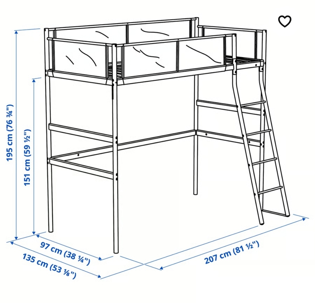 Vyvýšena kovová posteľ IKEA