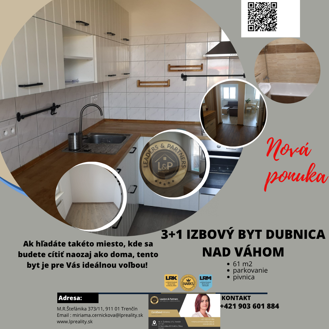 Priestranný 3-izbový byt s loggiou a krásnym výhľadom – Dubn