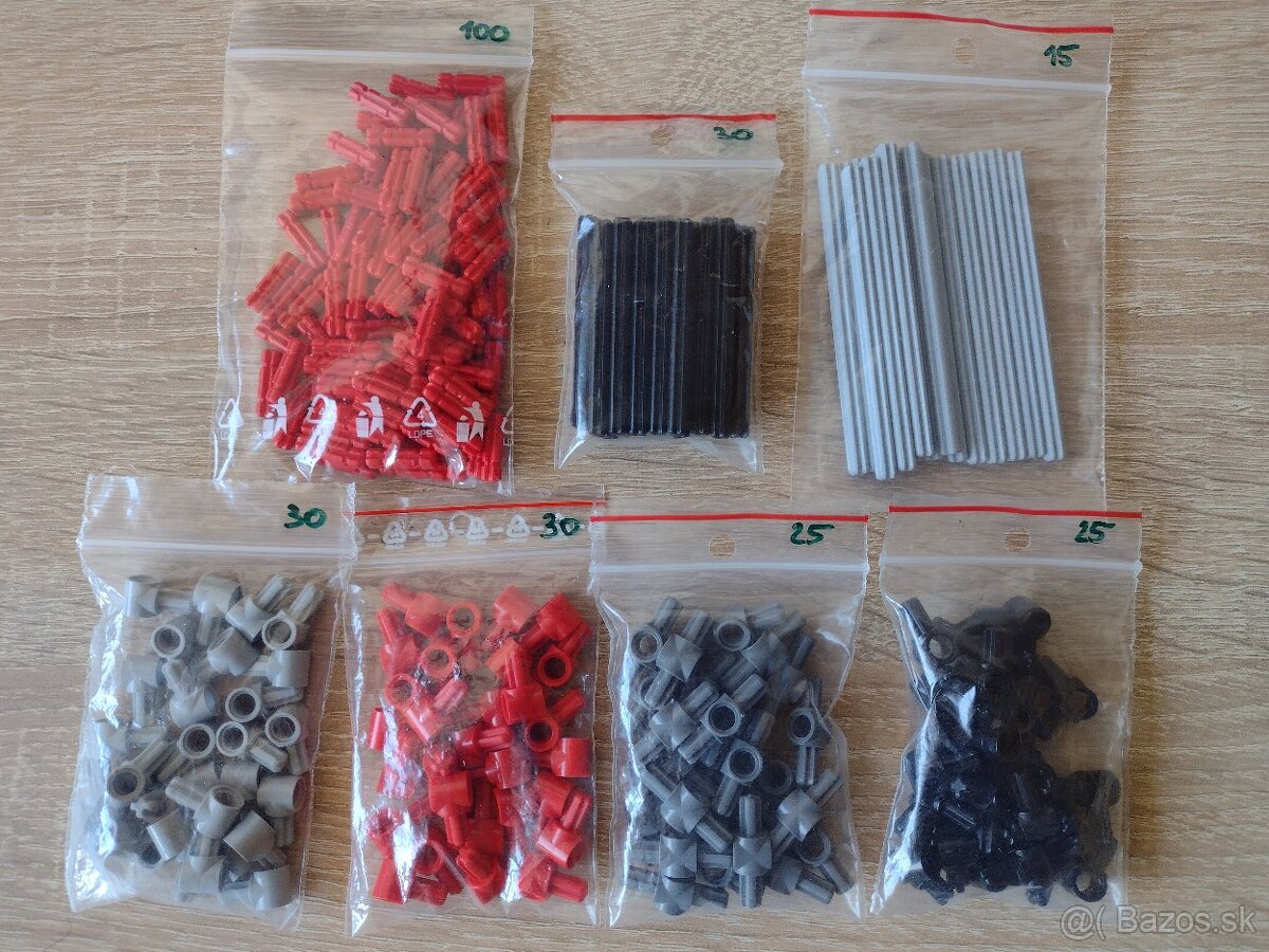 Lego Technic konektory, piny a osky