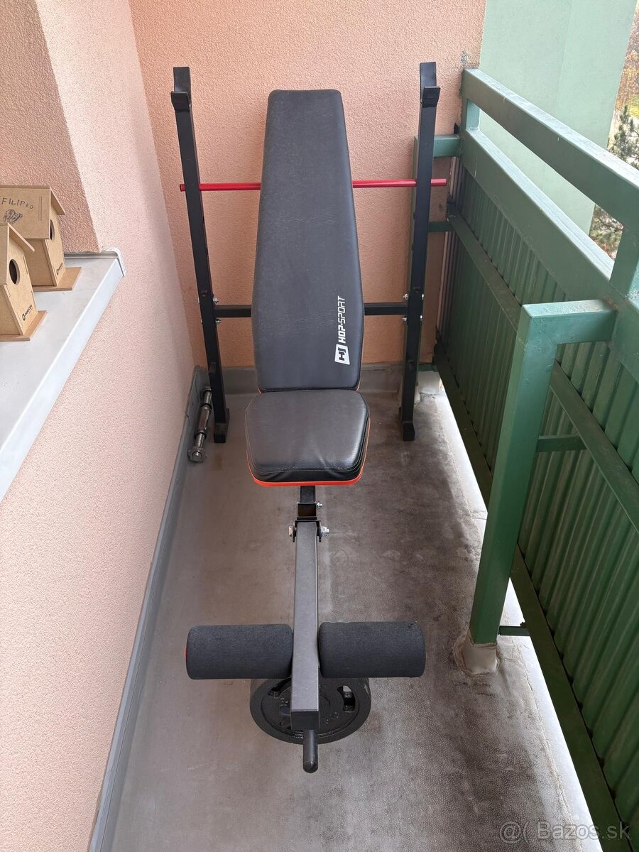 Činkový set Strong 76 kg + posilňovacia lavica HS-1055