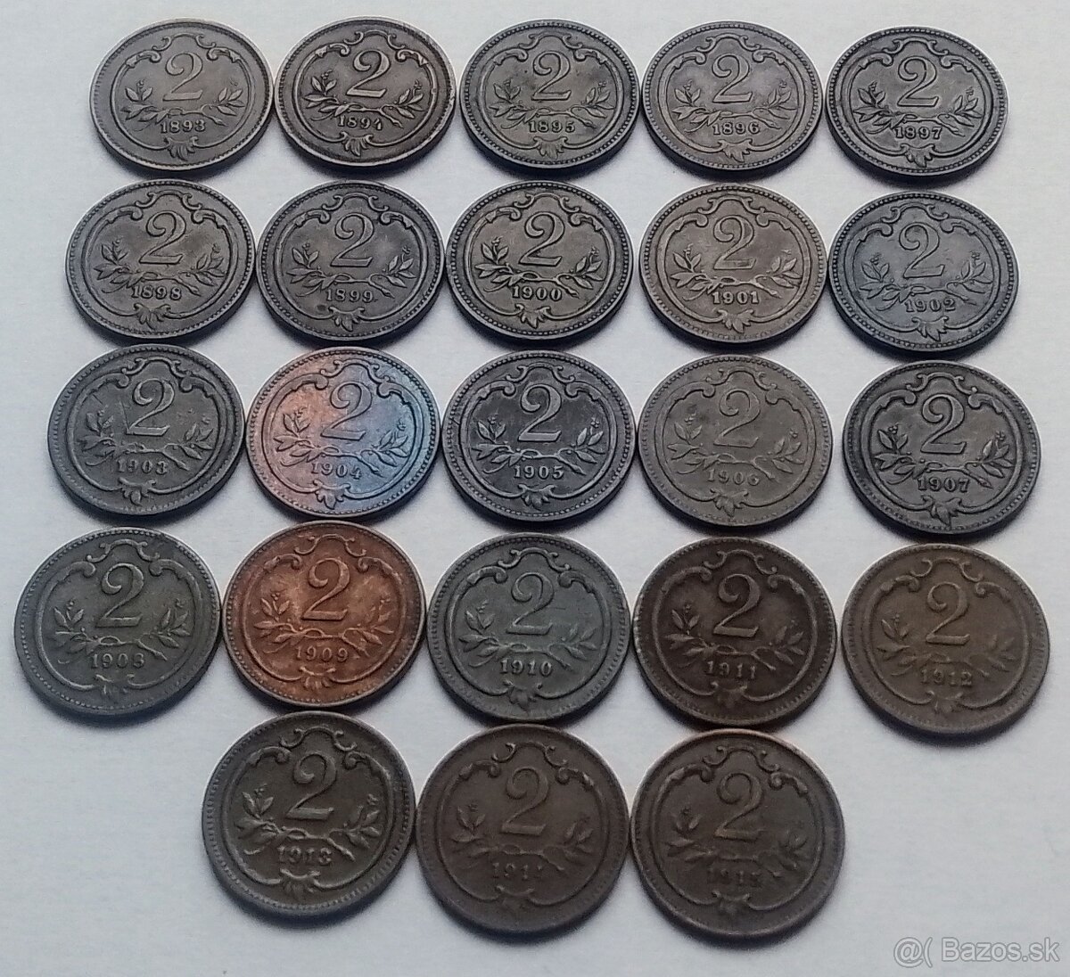 Medené 2 haliere FJI.