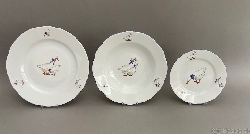 Nová Tanierová súprava husi pre 6 osôb, 18 dielna,