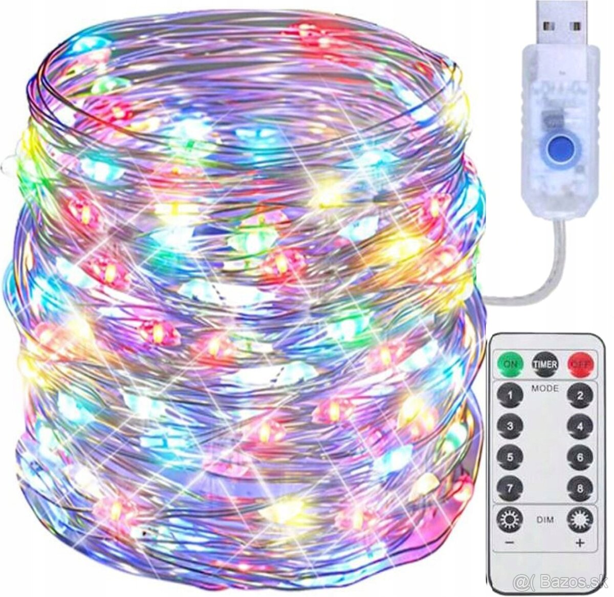 Vianocne Led osvetlenie 20 m-200 led na usb