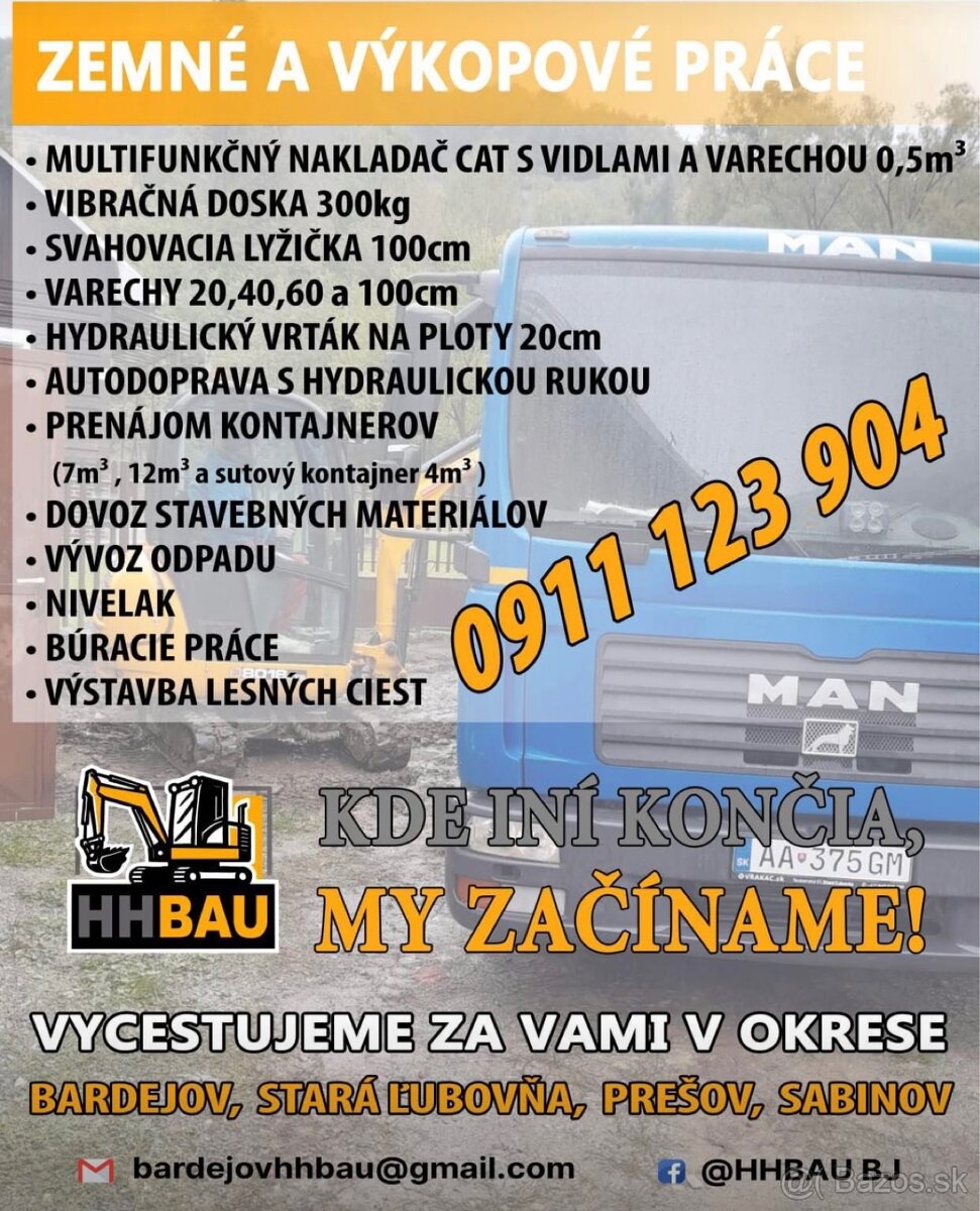 Zemné práce ( Komplexné) Vývoz odpadu a doprava z HR