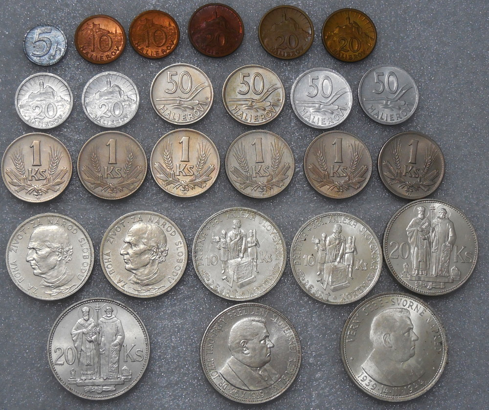 Mince: Kompletná Top sada mincí Slovenský štát 1939-45