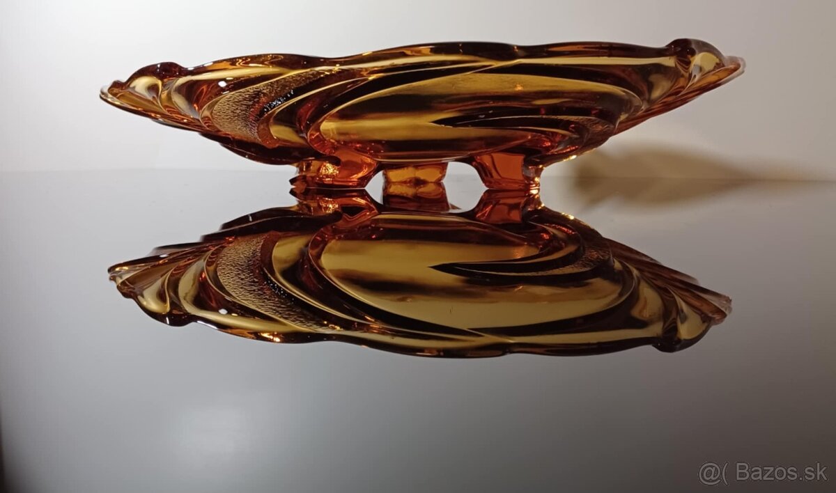 Krásna súprava v štýle Art Deko medové sklo v top stave