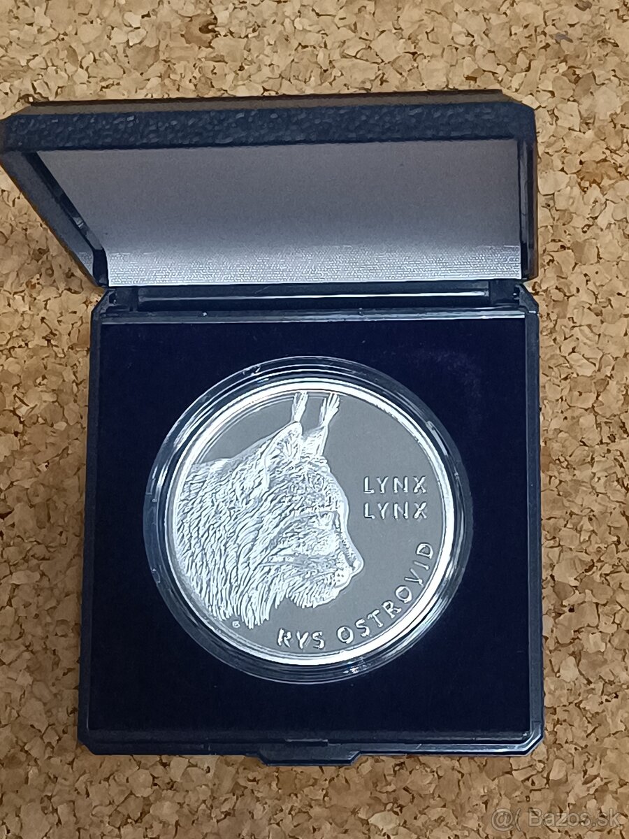 Strieborná minca 3,33 EUR Rys ostrovid