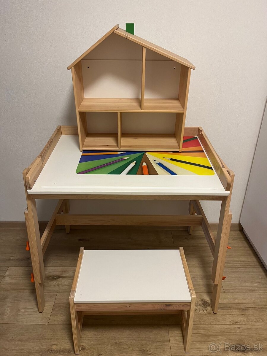 Ikea detsky stol/lavica/domcek polica
