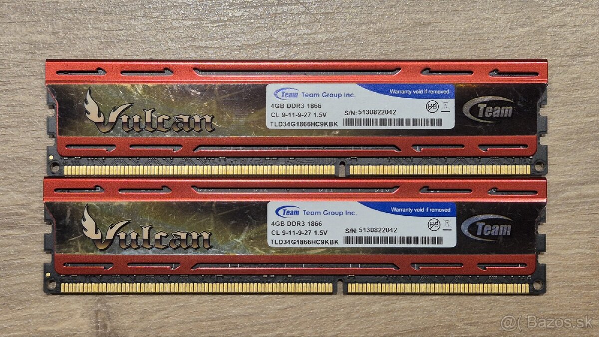 Team Vulcan 2x 4GB DDR3 RAM pamat
