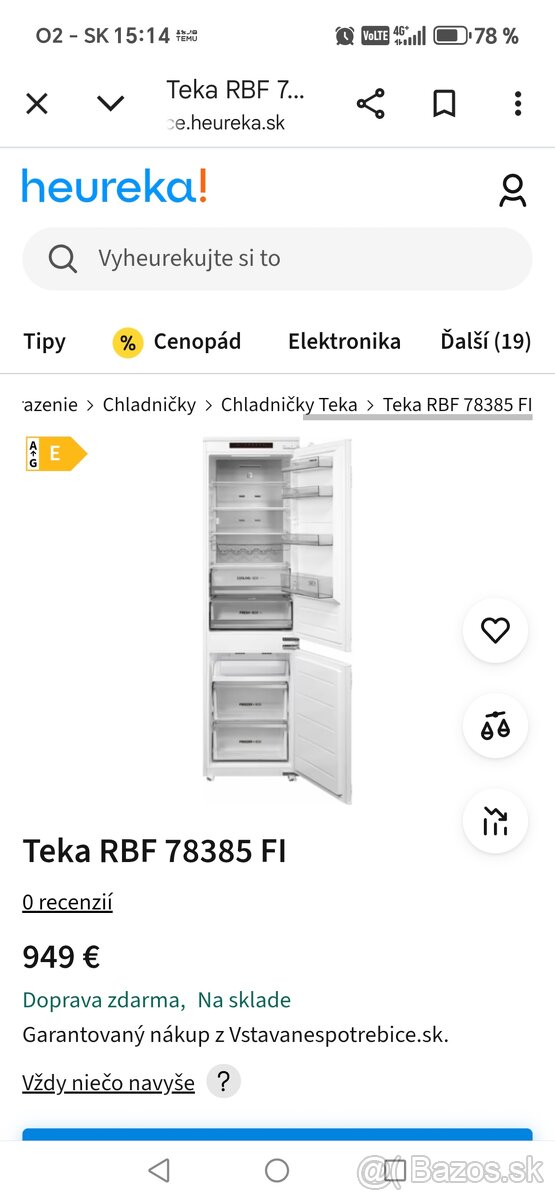 NOVÁ Chladnička s mrazničkou TEKA