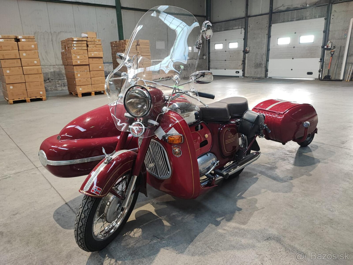 Jawa 350 sajdka sidecar postranny vozik + zadný vozik